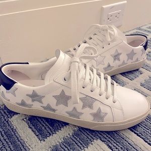 YSL Court Classic SL/06 Metallic Star Leather Sneakers